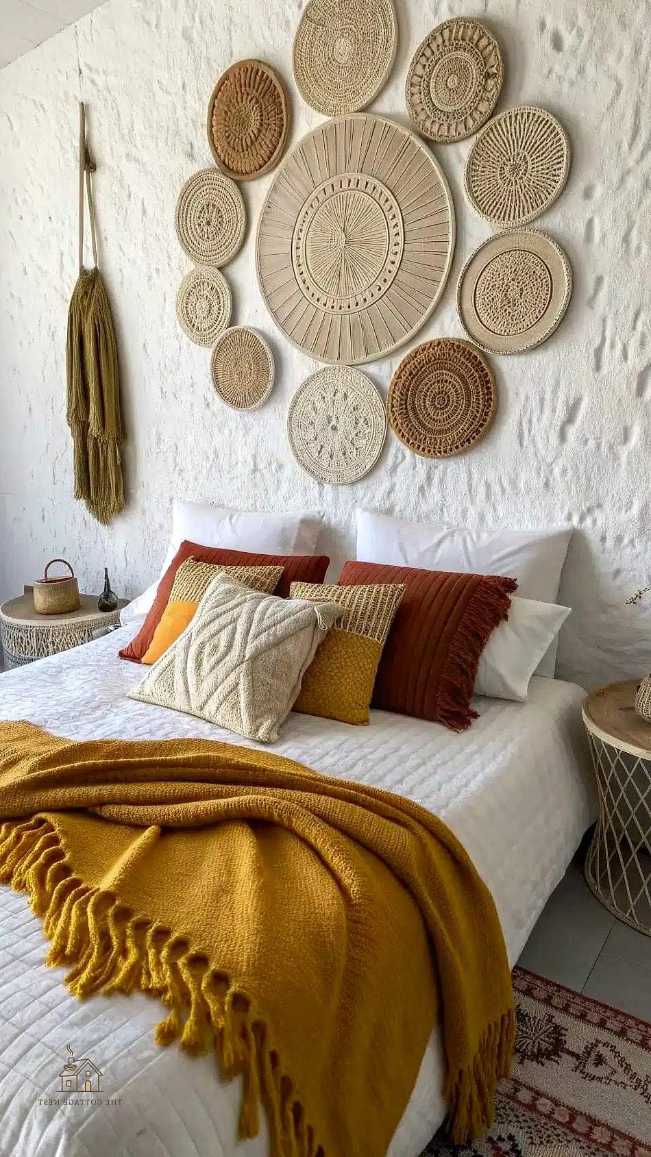 30 Beautiful Boho Dorm Room to Transform Your Space 22 Handwoven Wall Tapestry with Fringe