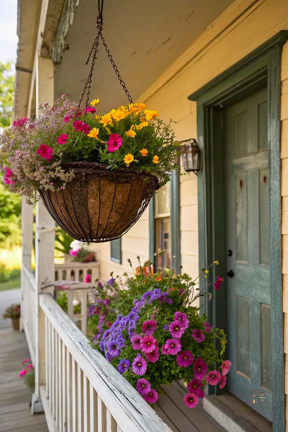 15 Chic Garden Decor Ideas for a Beautiful Home 14 Hanging Baskets Along a Porch or Fence