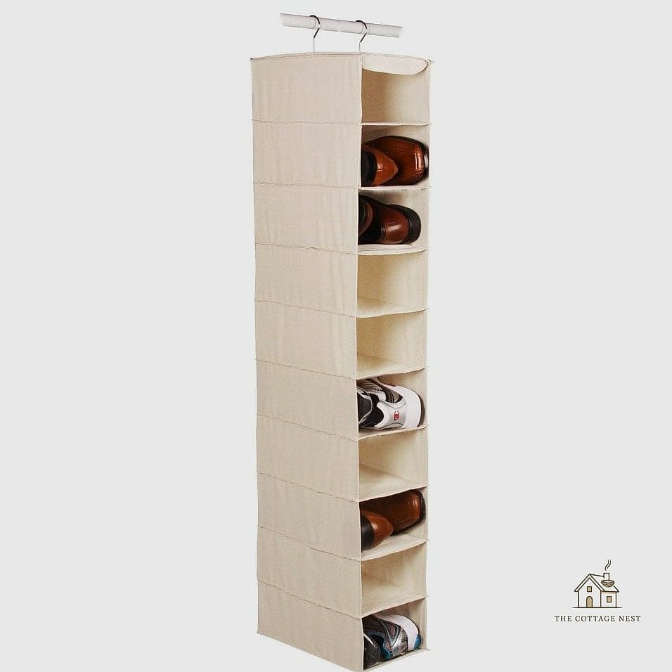 Hanging Canvas Shoe Organizer with Compartments