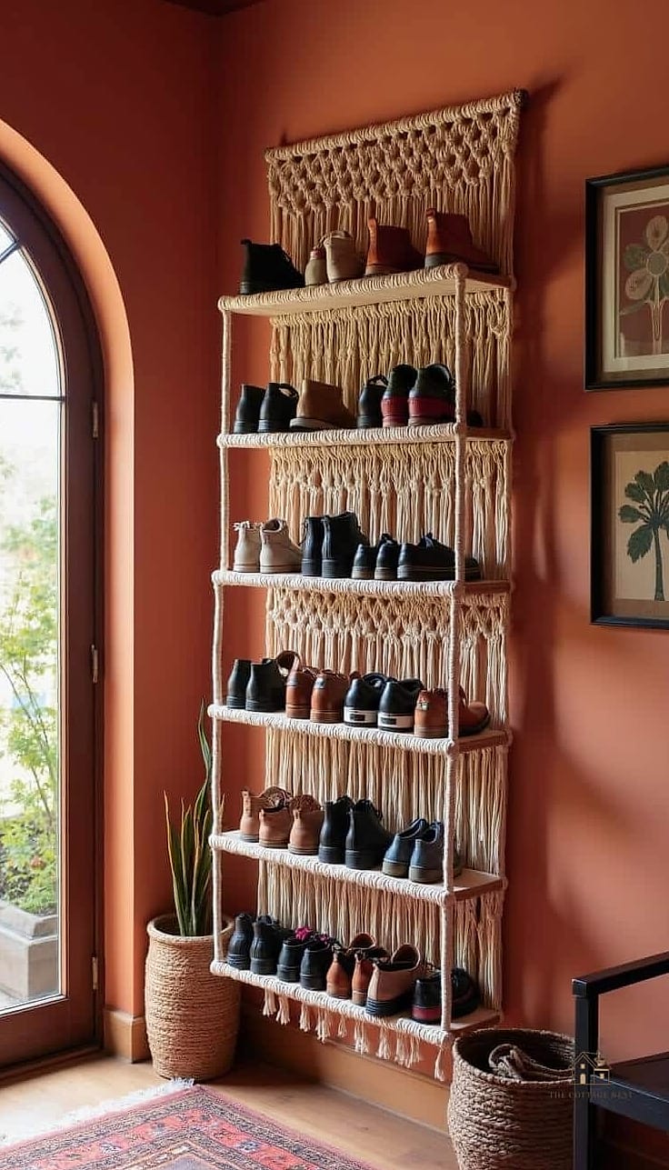 Hanging Macrame Shoe Shelf