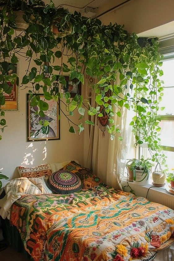 30 Beautiful Boho Dorm Room to Transform Your Space 30 Hanging Plant Shelf