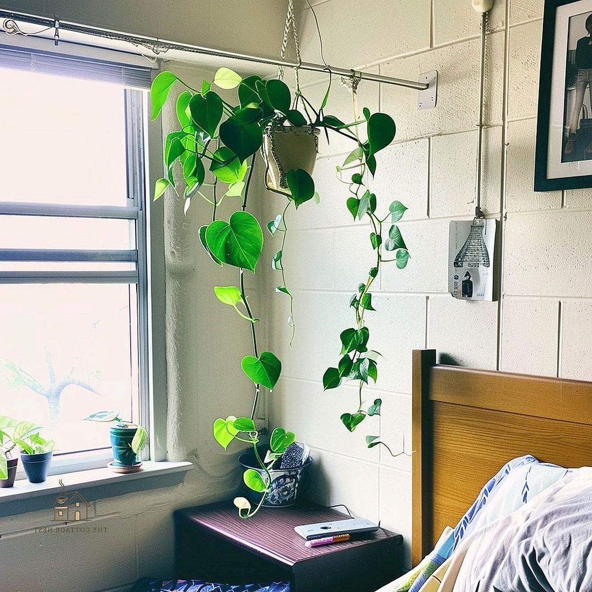50 Amazing College Dorm Room Ideas For Guys on a Budget 30 Hanging Plant or Faux Greenery