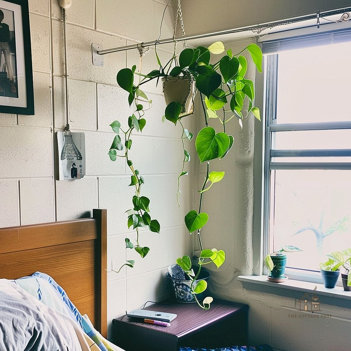 50 Beautiful College Dorm Desk Ideas to Transform Your Space 50 Hanging Plant Beside the Desk
