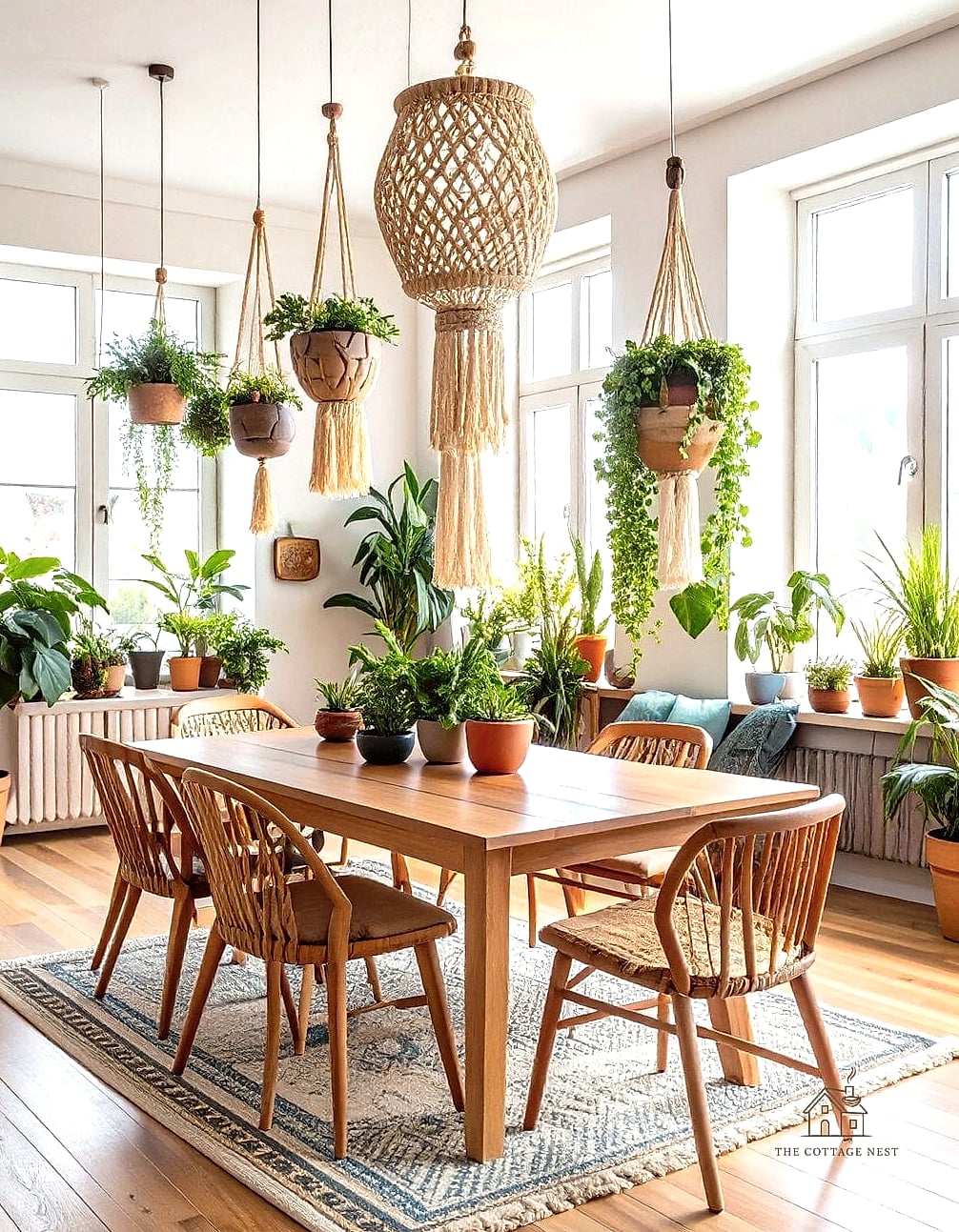 40 Cozy Boho Dining Room Decor Ideas Worth Pinning 17 Hanging Plants Near the Table