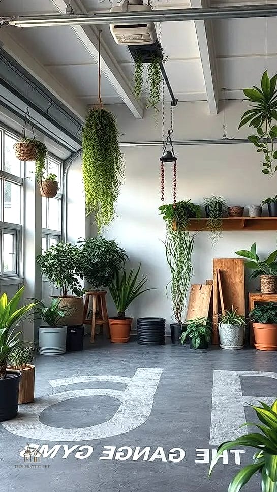 50 Beautiful Garage Gym Ideas to Transform Your Space 16 Hanging Plants for Greenery