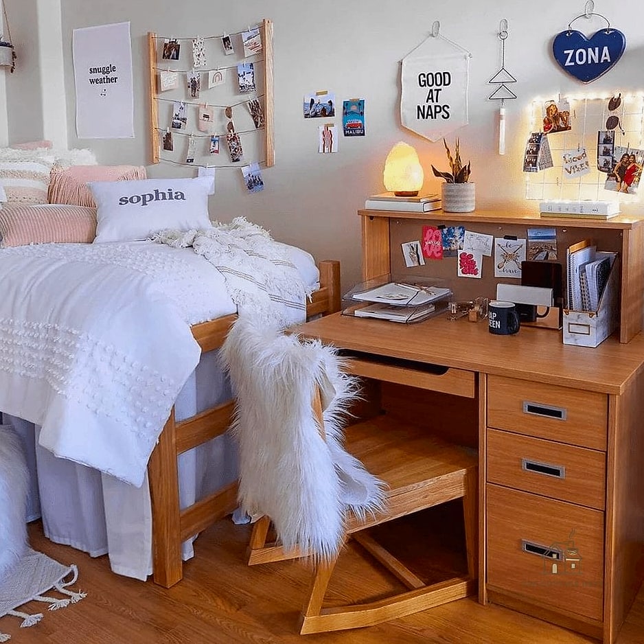 50 Beautiful College Dorm Desk Ideas to Transform Your Space 15 Hanging Wall Pockets