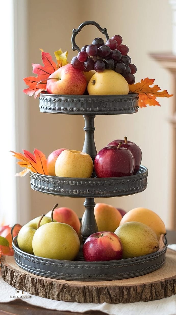 30 Dreamy Fall Tray Decorating Ideas to Try This Season 15 Harvest Fruit Bowl Tray