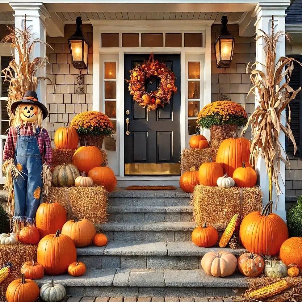 40 Clever Fall Front Porch Decor Ideas for Every Style 17 A Harvest-Themed Welcome Mat