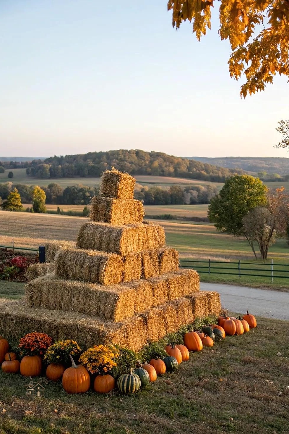 45 Gorgeous Fall Front Porch Decor Ideas That Are Totally Doable 14 Hay Bales as a Base Layer