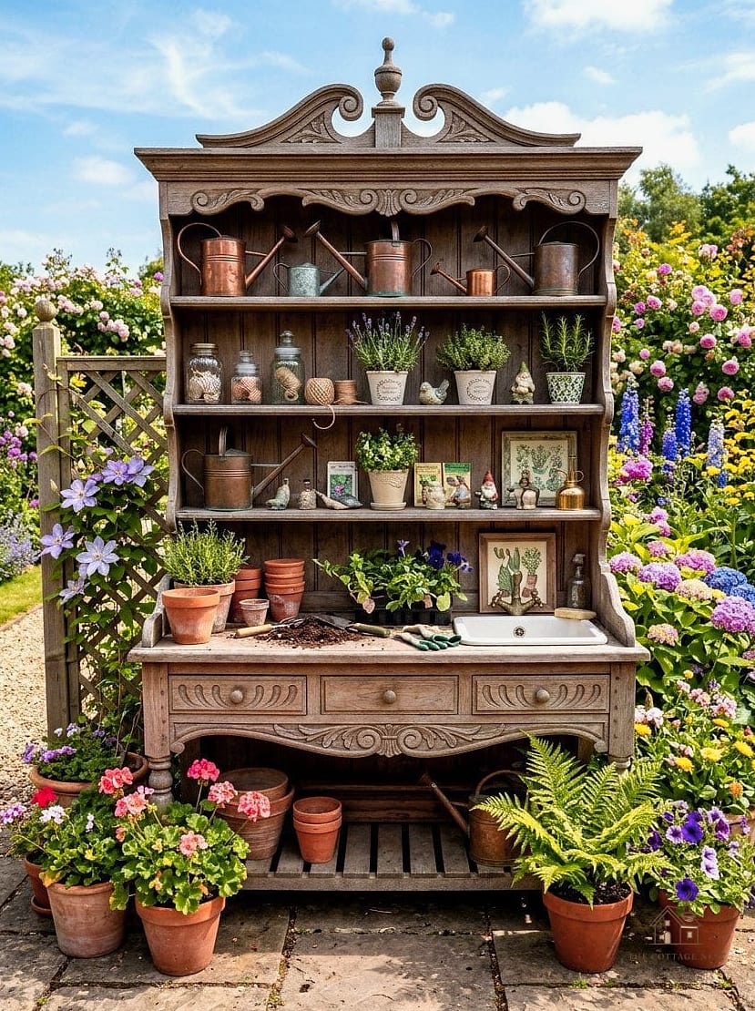 45 Chic Herb Garden Ideas for a Beautiful Home 29 Herb Garden Potting Bench Combo