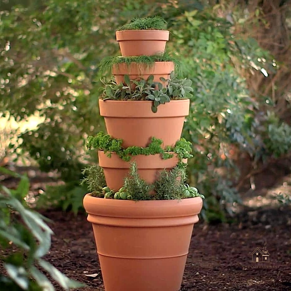 45 Chic Herb Garden Ideas for a Beautiful Home 39 Herb Garden in Stacked Terracotta Rings