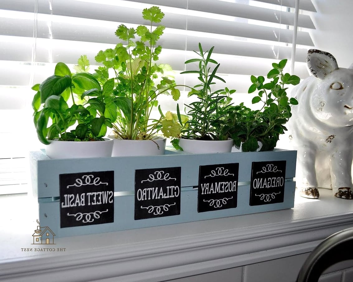 45 Chic Herb Garden Ideas for a Beautiful Home 40 Herb Garden Chalkboard Crate Wall