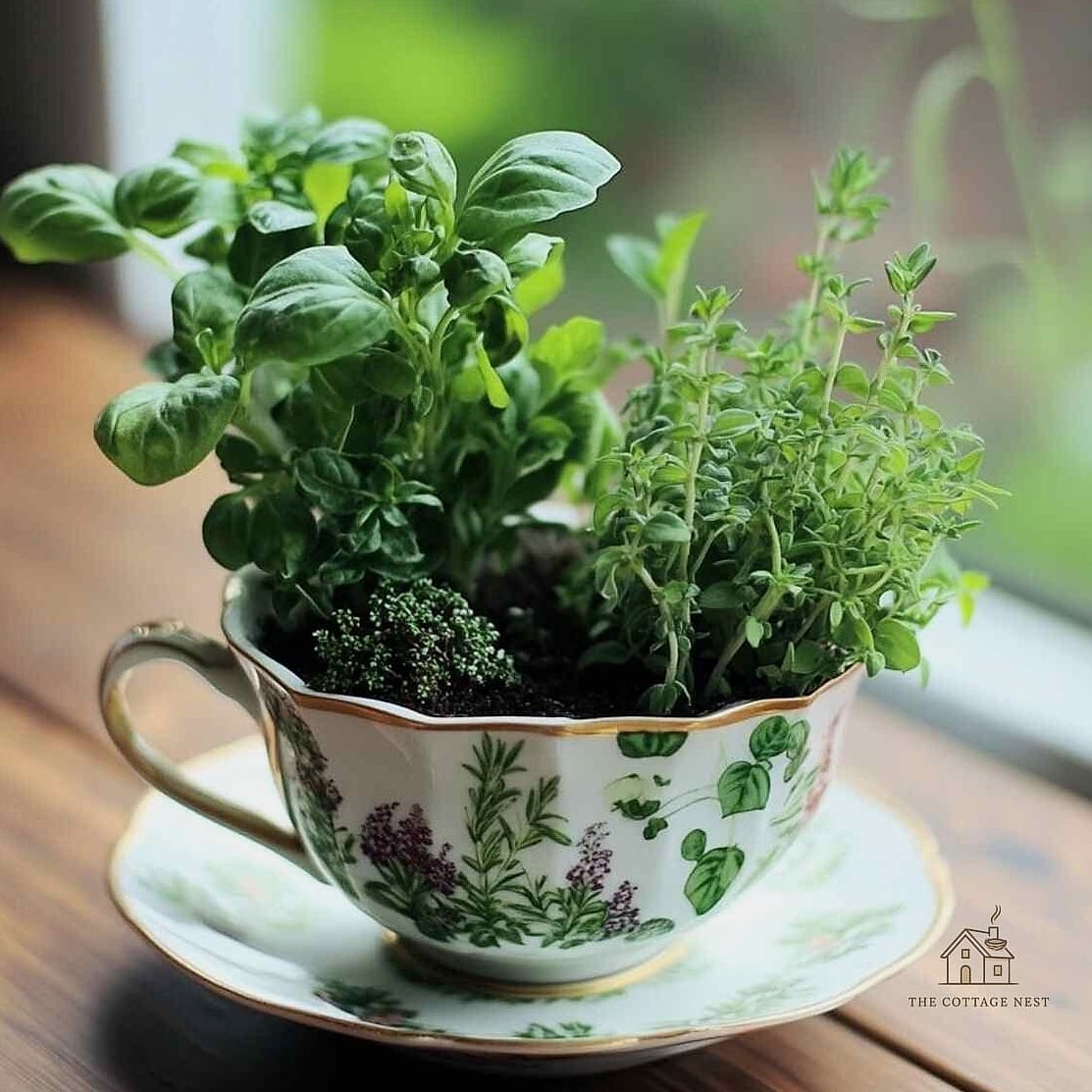 45 Chic Herb Garden Ideas for a Beautiful Home 43 Herb Garden in Vintage Teacups
