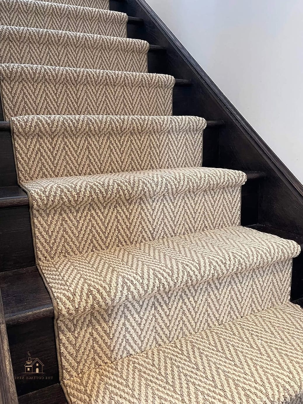 25 Brilliant Stair Runners Ideas to Copy Right Now 7 Herringbone Runner for Textural Interest