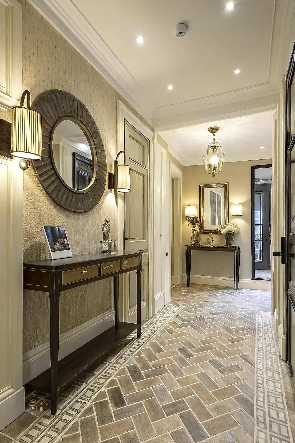 35 Creative Narrow Entryway Ideas That Will Inspire You 21 Herringbone Tile Flooring