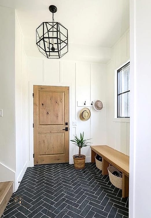 25 Creative Entryway Decor Ideas That Will Inspire You 12 A Herringbone Wood or Tile Floor