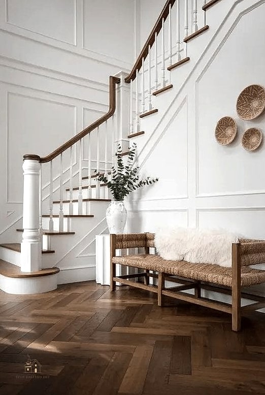30 Amazing Entryway Bench Ideas on a Budget 15 Herringbone Wood Panel Bench