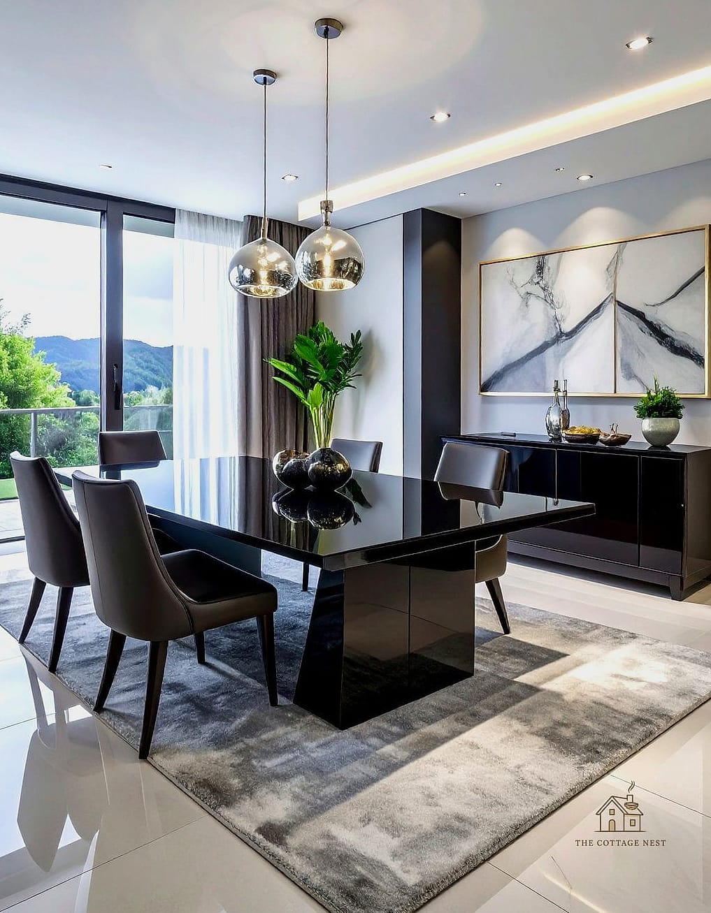45 Gorgeous Dining Room Paint Color Ideas That Are Totally Doable 35 High-Gloss Accent Wall