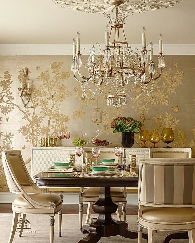 50 Beautiful Dining Room Wallpaper Ideas to Transform Your Space 49 High-Gloss Wallpaper