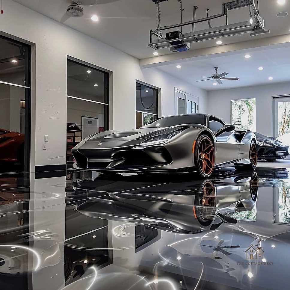 25 Chic Garage Floor Ideas for a Beautiful Home 8 High-Gloss Polyaspartic Coating
