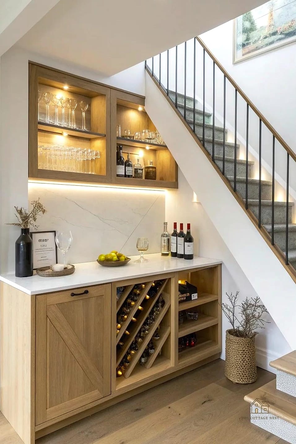 25 Chic Under Stairs Nook Ideas for a Beautiful Home 22 Home Bar Cart Nook