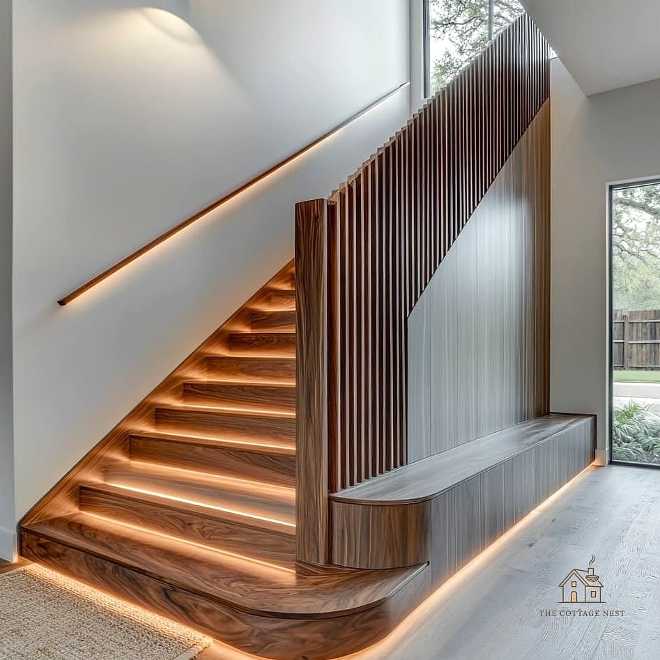 45 Stunning Stair Railing Ideas You'll Absolutely Love 12 Horizontal Wood Slat Railings