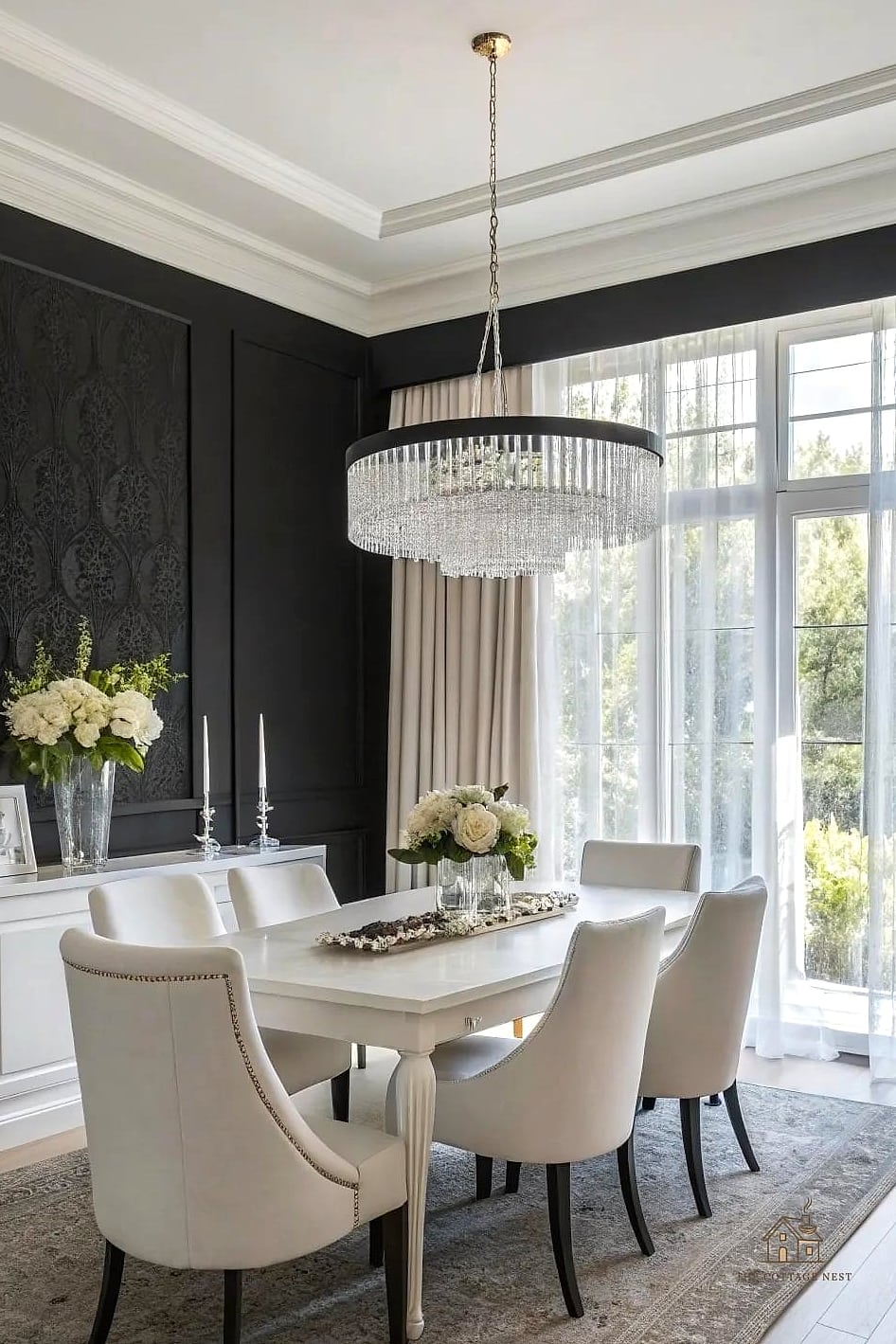 15 Stunning Black Dining Table Decor Ideas You'll Absolutely Love 10 Incorporate Black and White Contrast