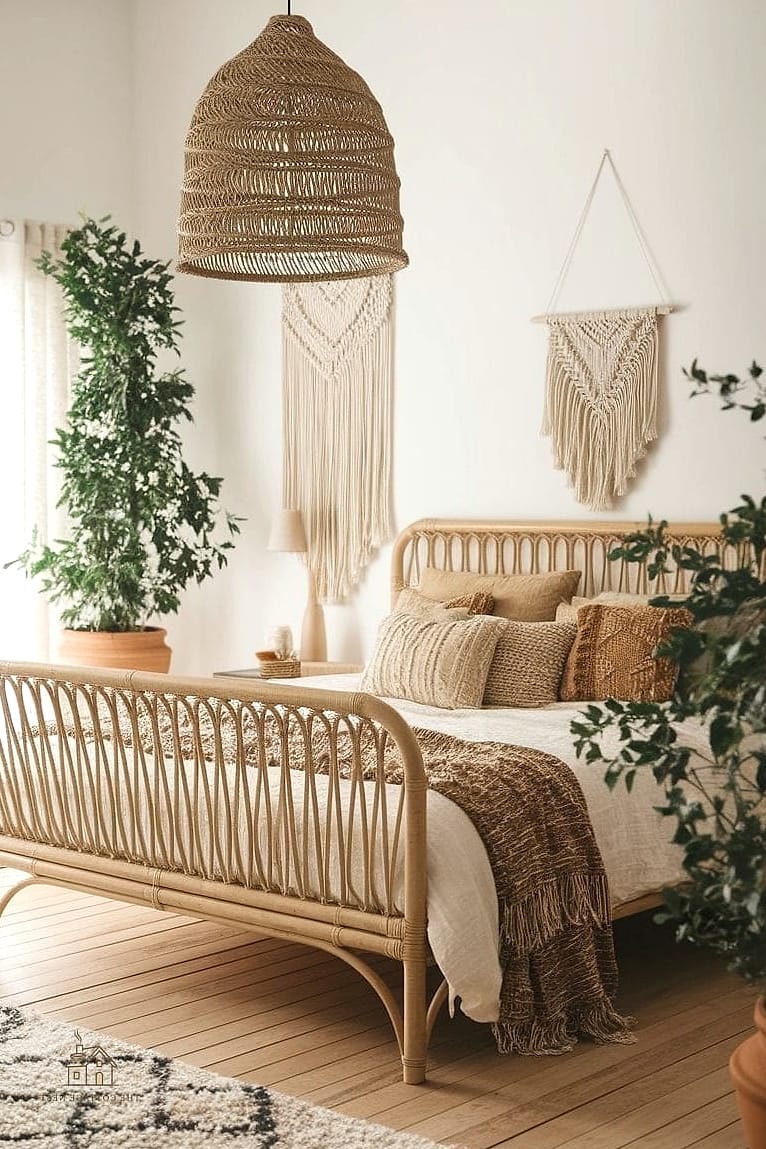 45 Dreamy Boho Bedroom Ideas That Feel Like a Retreat 39 Incorporate a Rattan Mirror
