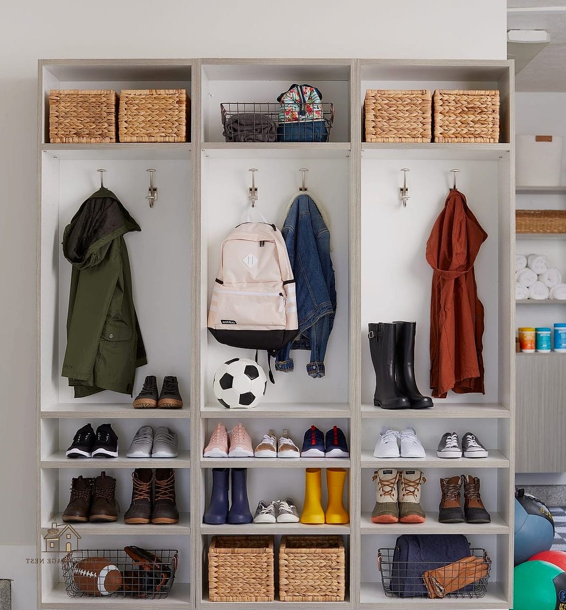 45 Stunning Garage Entryway Ideas You'll Absolutely Love 9 Individual Lockers for Each Family Member