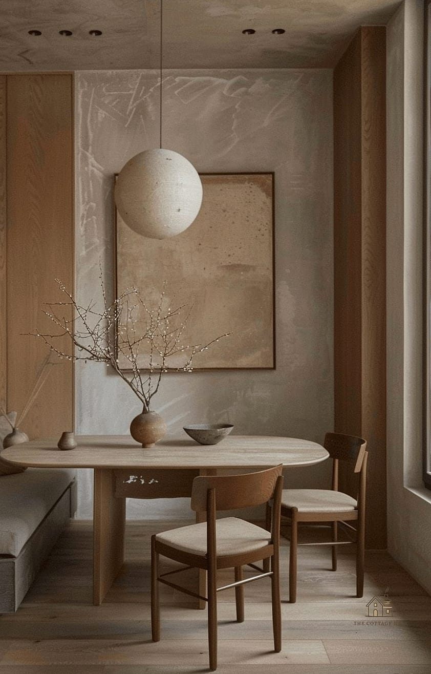 45 Gorgeous Japandi Dining Room Ideas That Are Totally Doable 37 Indoor Olive or Fig Tree