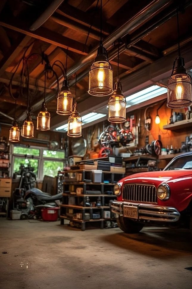 45 Stunning Garage Lighting Ideas You'll Absolutely Love 11 Industrial Cage Lights