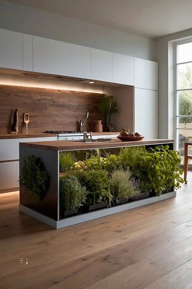 45 Chic Herb Garden Ideas for a Beautiful Home 7 Kitchen Island Herb Trough