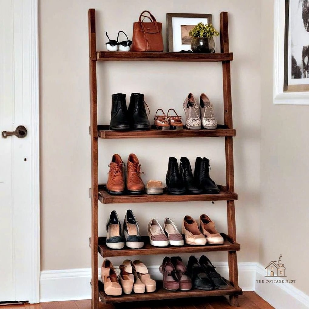 40 Amazing Small Entryway Shoe Storage Ideas on a Budget 13 Ladder Shelf with Shoe Rows