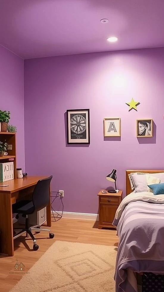 40 Amazing Purple Dorm Room Ideas on a Budget 11 Lavender Accent Rug Over Dorm Carpet