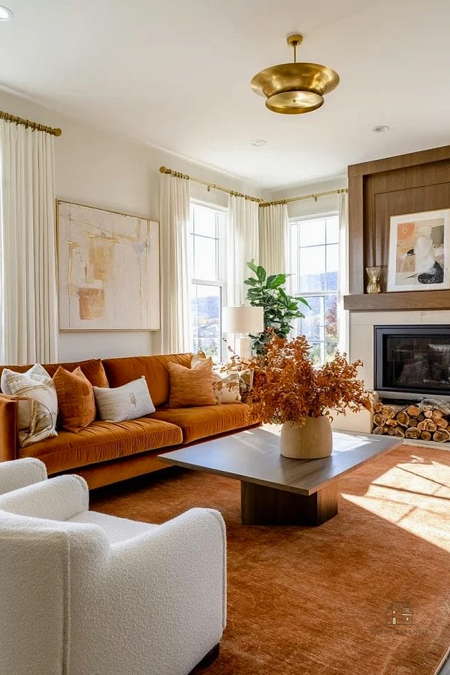 Layer in Amber and Rust Throw Pillows