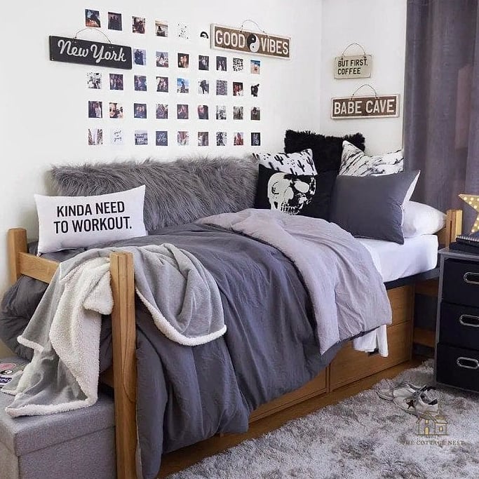 50 Amazing College Dorm Room Ideas on a Budget 27 Layered Bedding for a Custom Look