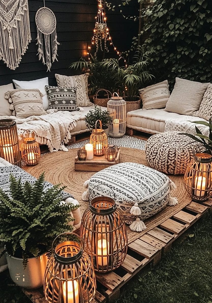 45 Brilliant Boho Garden Ideas to Copy Right Now 26 Layered Candlelight for Evening Ambiance