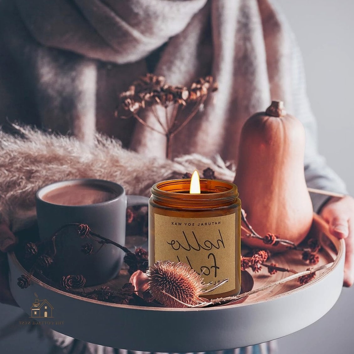 30 Cozy Fall Balcony Decor Apartment Worth Pinning 19 Layered Candles in Amber and Cinnamon Scents
