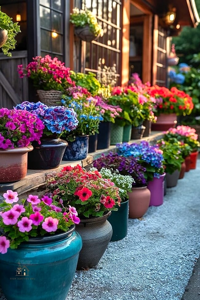 Layered Container Gardens on the Porch Steps