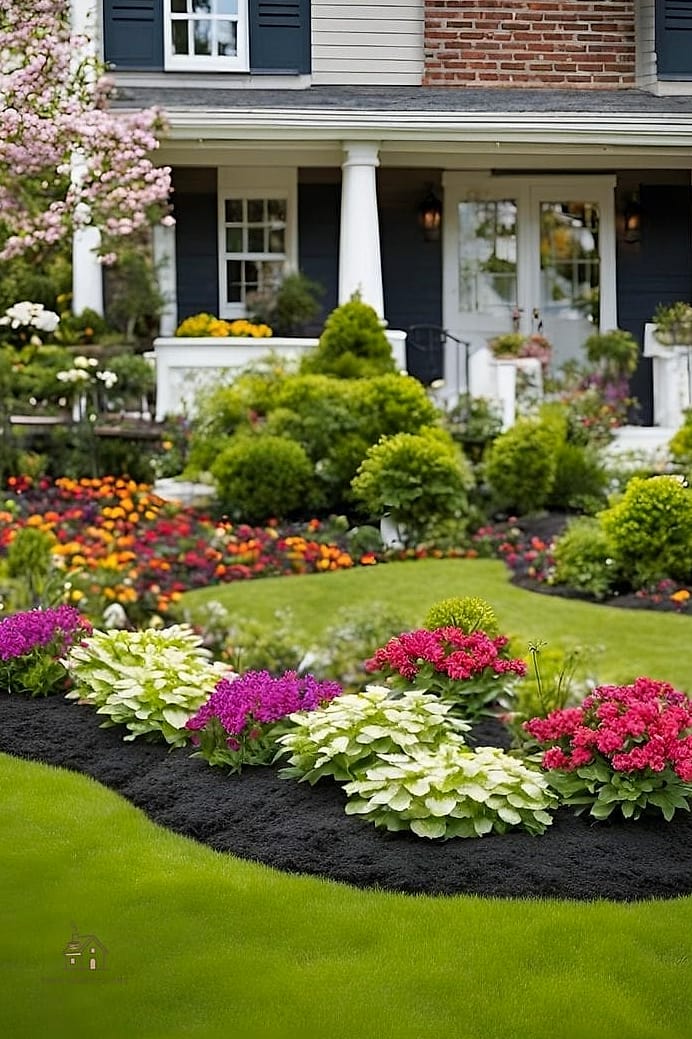 45 Gorgeous Front Yard Garden Ideas That Are Totally Doable 2 Layered Flower Beds Along the Walkway