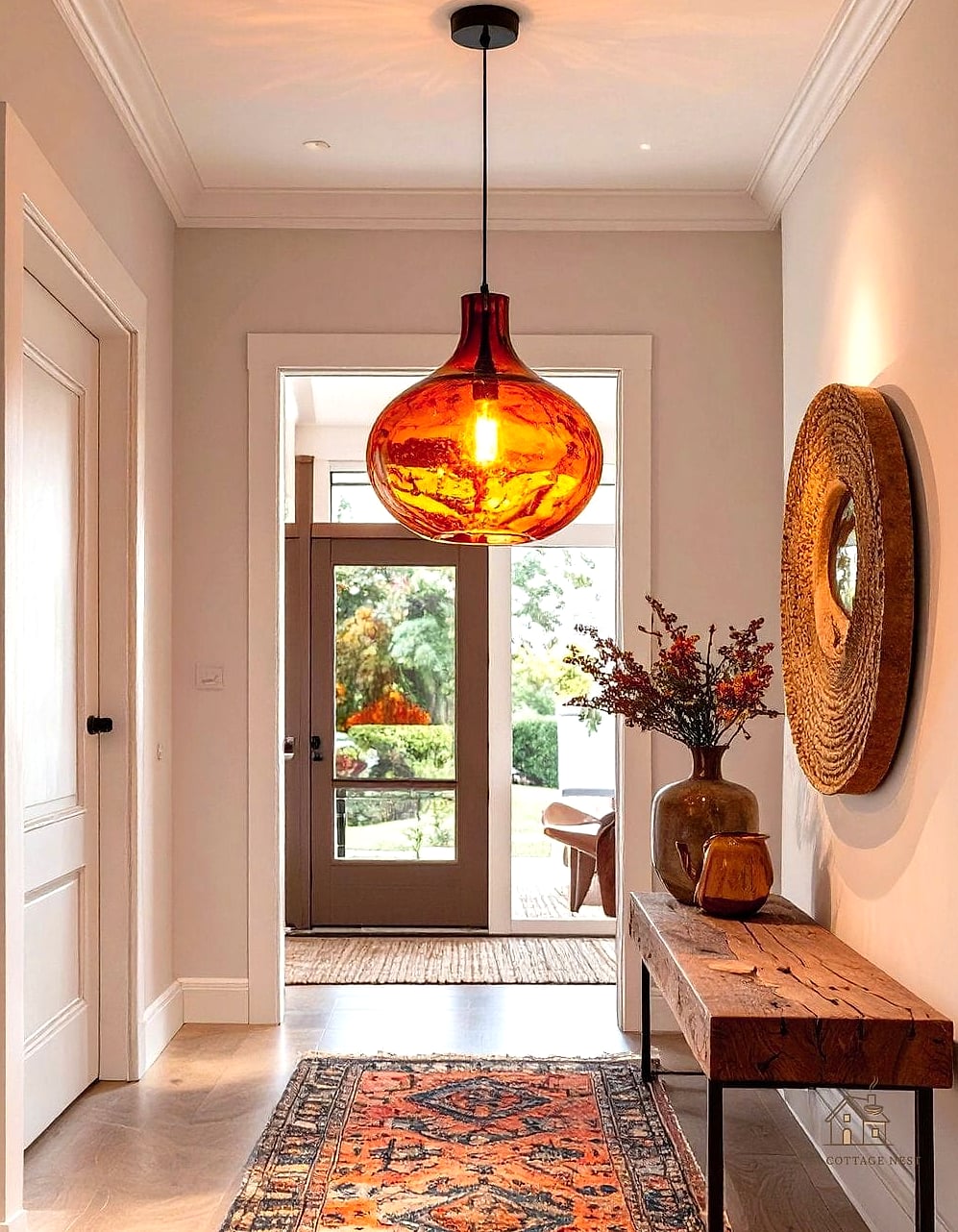 45 Stunning Small Entryway Ideas You'll Absolutely Love 11 Layered Lighting With a Statement Fixture