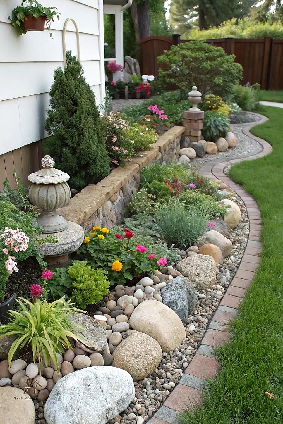 50 Beautiful Garden Border Ideas to Transform Your Space 51 Layered Mixed-Material Border