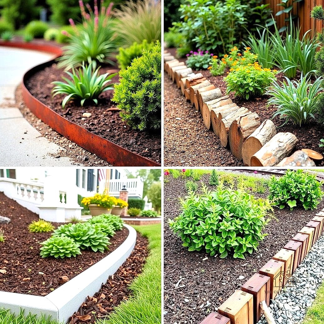 Layered Mulch and Edging for Defined Beds