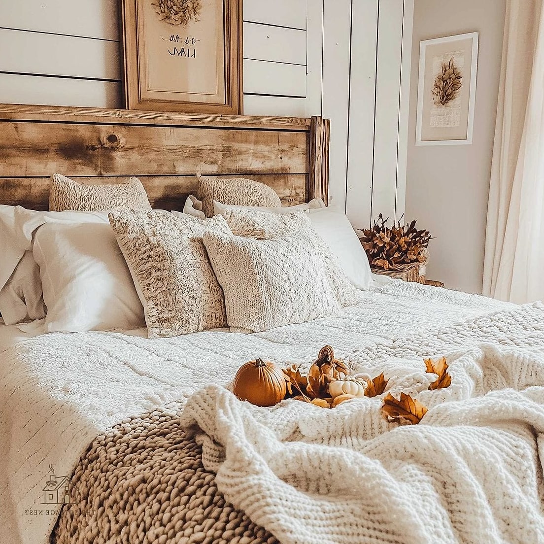 30 Dreamy Farmhouse Fall Decor Ideas to Try This Season 2 Layered Neutral Throw Blankets