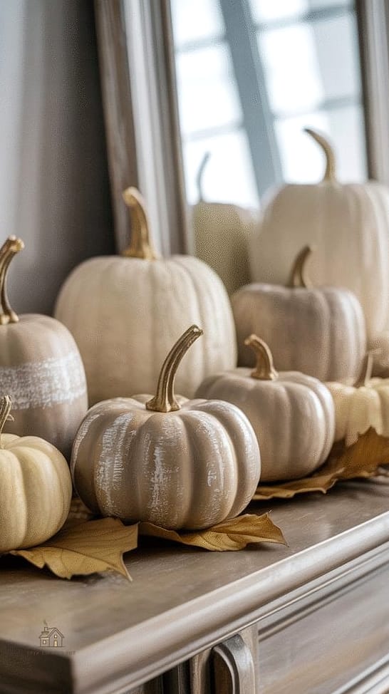 20 Clever Fall Decor Ideas For The Home for Every Style 2 Layered Neutral Pumpkins