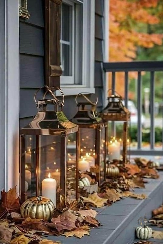 30 Cozy Fall Balcony Decor Apartment Worth Pinning 7 Layered Outdoor Lanterns in Varying Heights