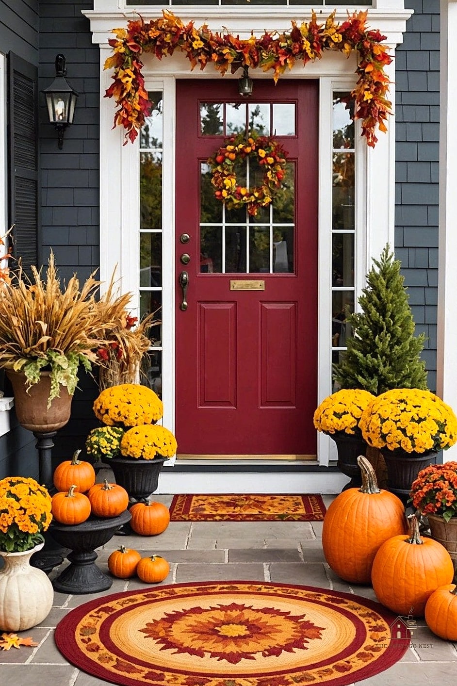 40 Clever Fall Front Porch Decor Ideas for Every Style 4 Layered Outdoor Rugs
