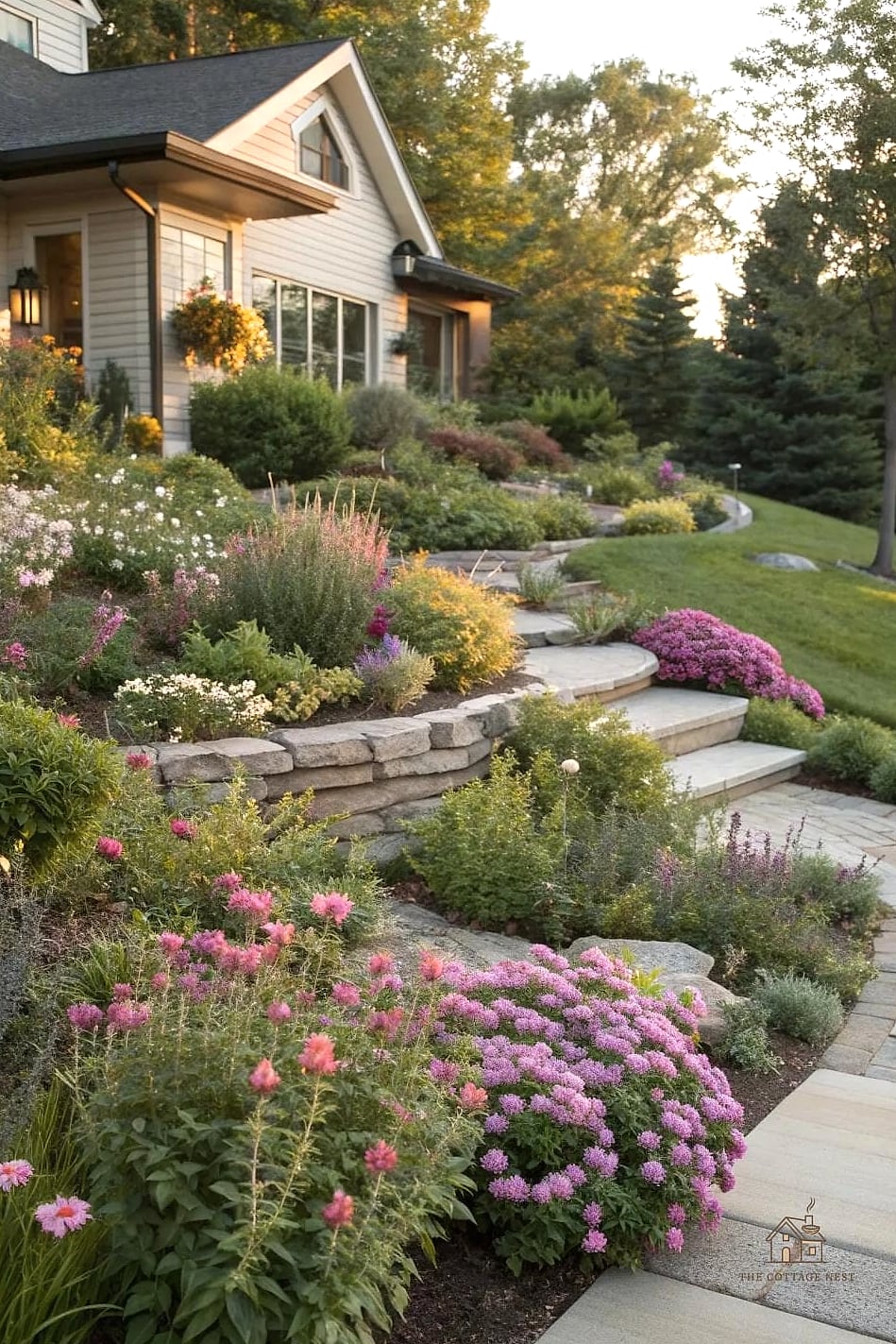 30 Amazing Front Yard Landscaping Ideas on a Budget 14 Layered Planting with Height Variation