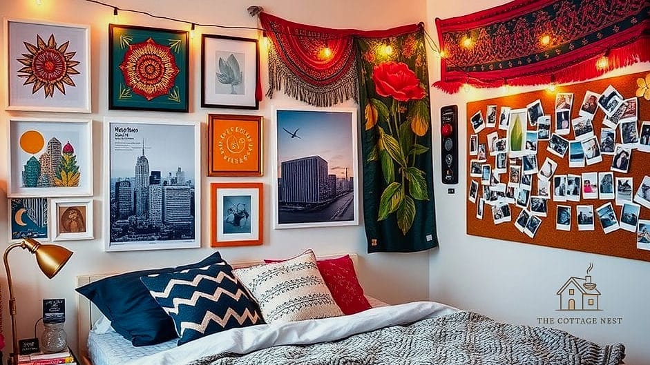 35 Brilliant Dorm Room Wall Decor to Copy Right Now 36 Layered Poster Collage