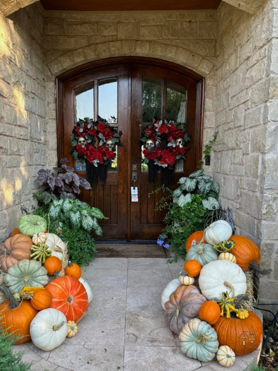 15 Creative Beautiful Fall Front Porch Decor Ideas That Will Inspire You 2 Layered Pumpkin Displays in Varying Heights
